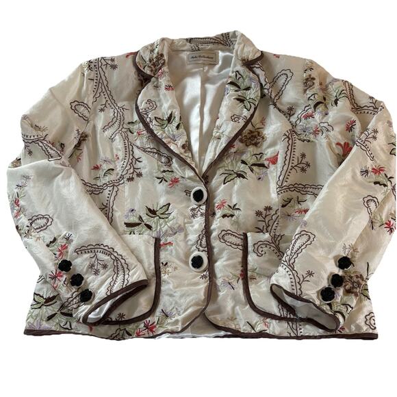 Keke Collection Women’s Jacket Coat Sz Large Floral Paisley Embroidery Accents - Picture 5 of 16